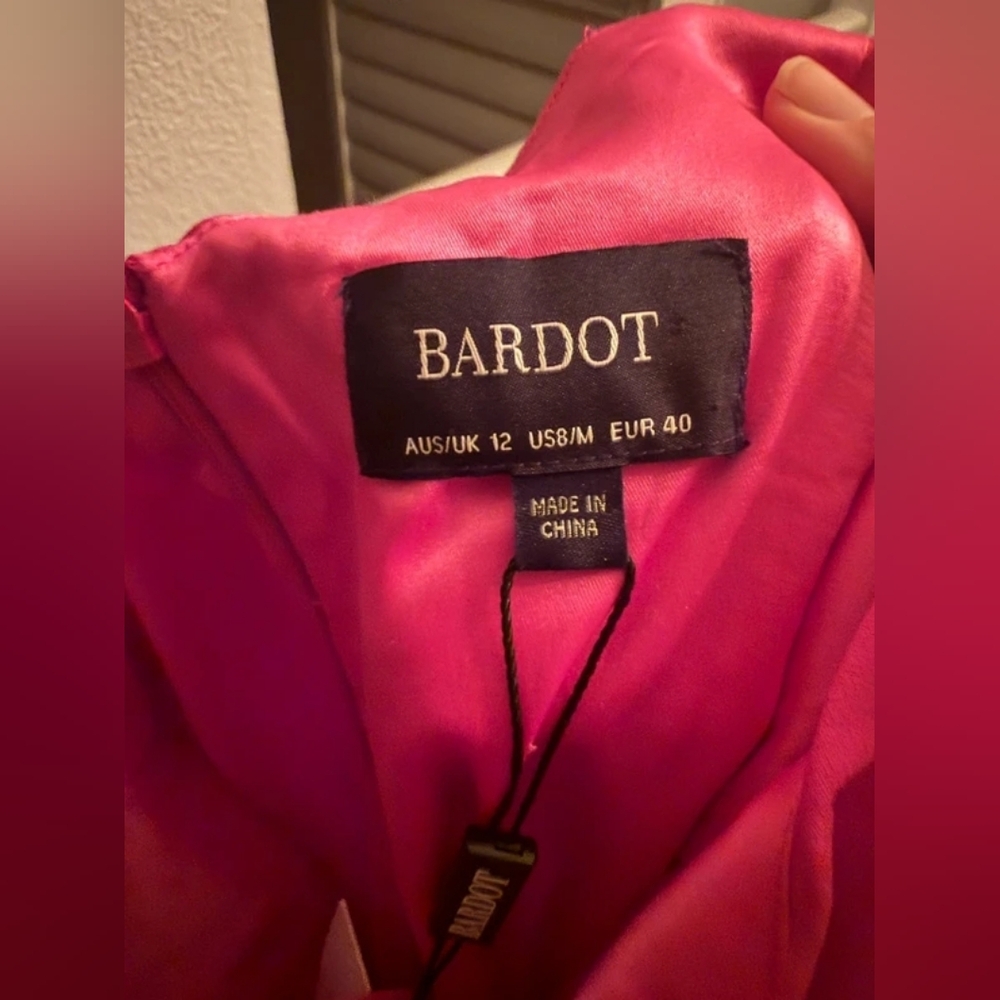 Bardot Hot Pink Ruffle-Detail Midi Slip Dress - Picture 3 of 4